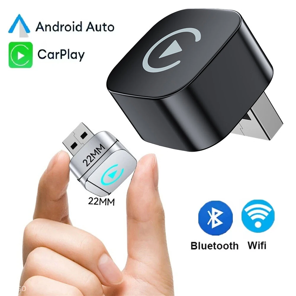 LAESD Mini Wireless CarPlay Android Auto Box USB Dongle Bluetooth5.0 Plug and Play Wired to Wireless CarPlay — image 1