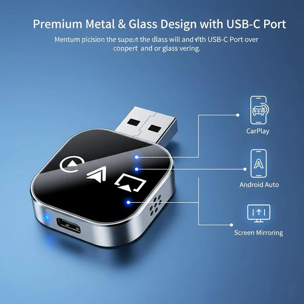 LAESD Q1AS 3 in 1 Car Wireless CarPlay/Android Auto/AirPIay Box Bluetooth 5.0 Plug and Play iP Screen Mirroring Wired to Wireless Carplay Adapter — view 4