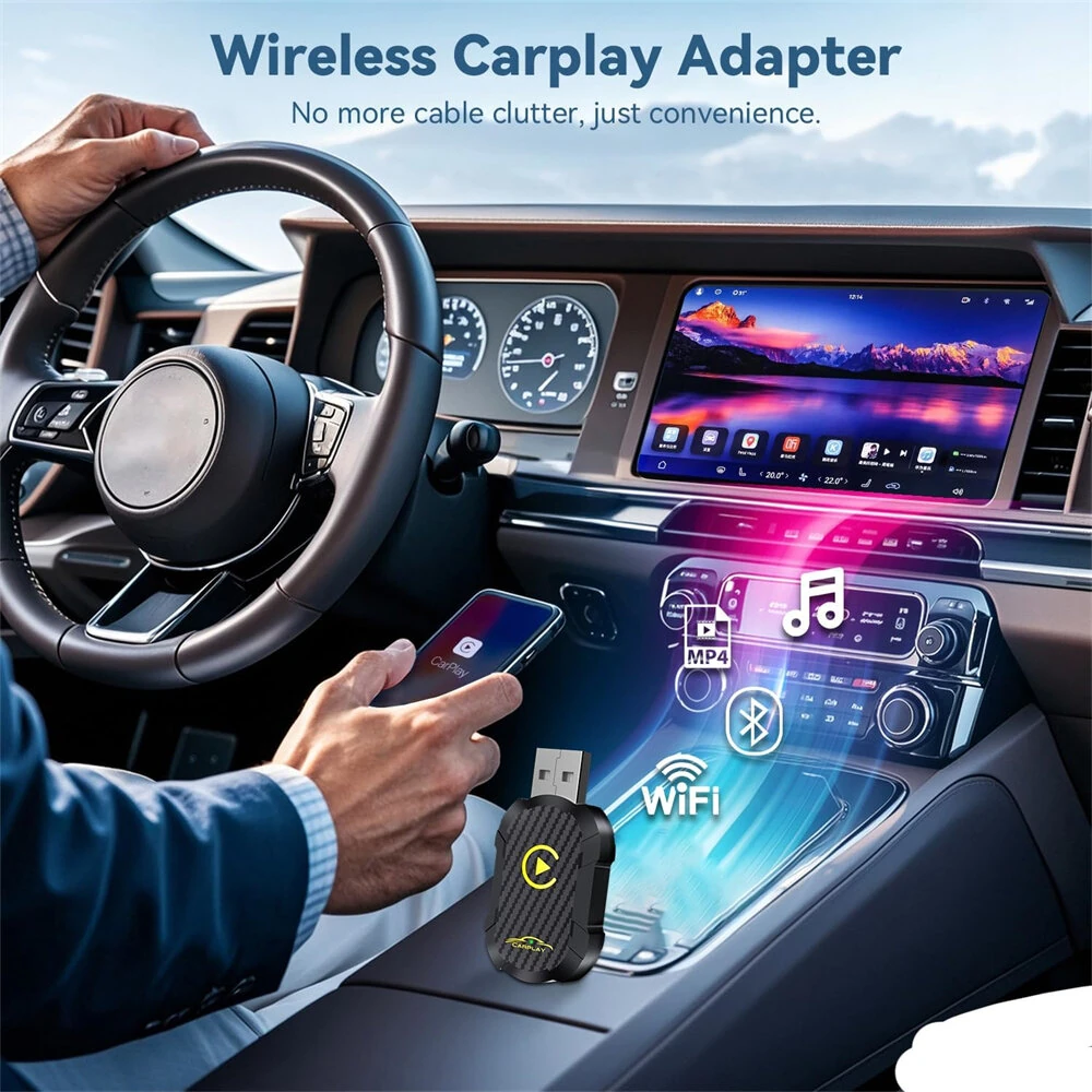 LAESD Q1N 2 in 1 Wireless CarPlay Android Auto Box Wired to Wireless Plug Play Converter Smart Box USB Dongle — view 2