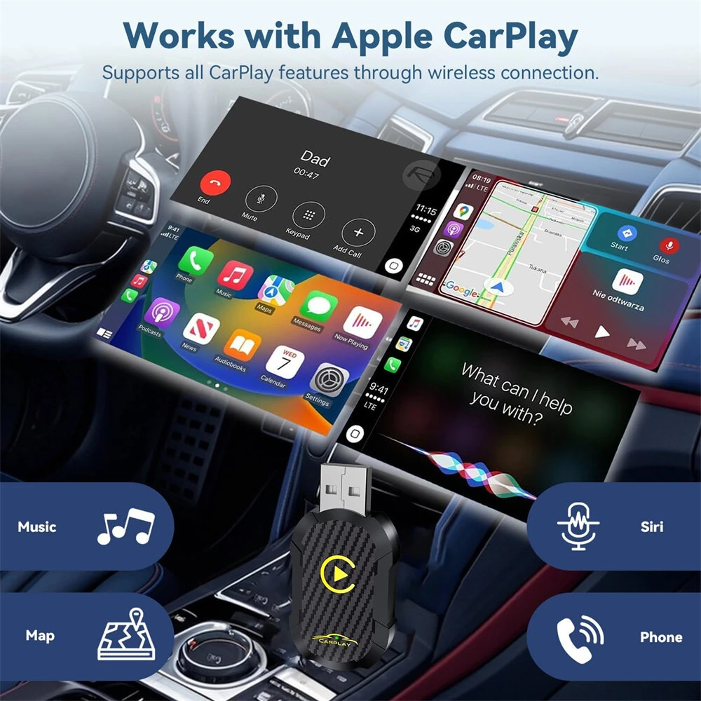 LAESD Q1N 2 in 1 Wireless CarPlay Android Auto Box Wired to Wireless Plug Play Converter Smart Box USB Dongle — view 3