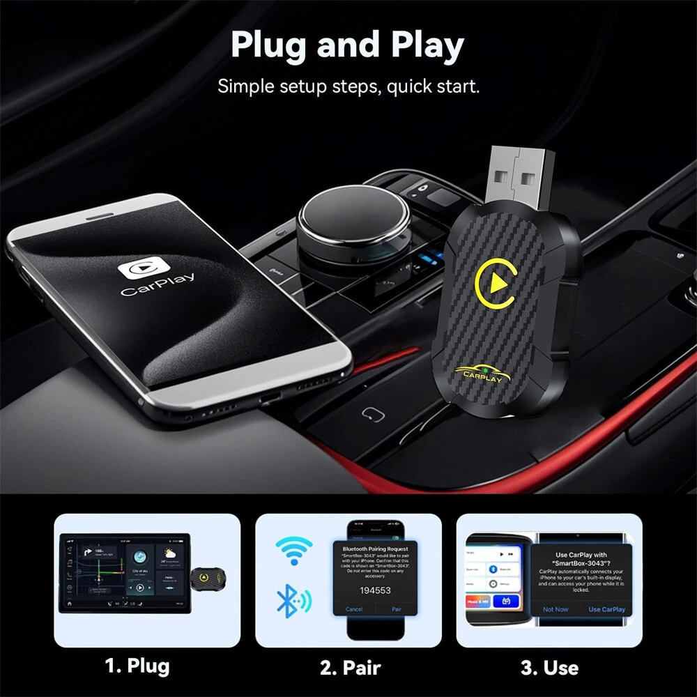 LAESD Q1N 2 in 1 Wireless CarPlay Android Auto Box Wired to Wireless Plug Play Converter Smart Box USB Dongle — view 4