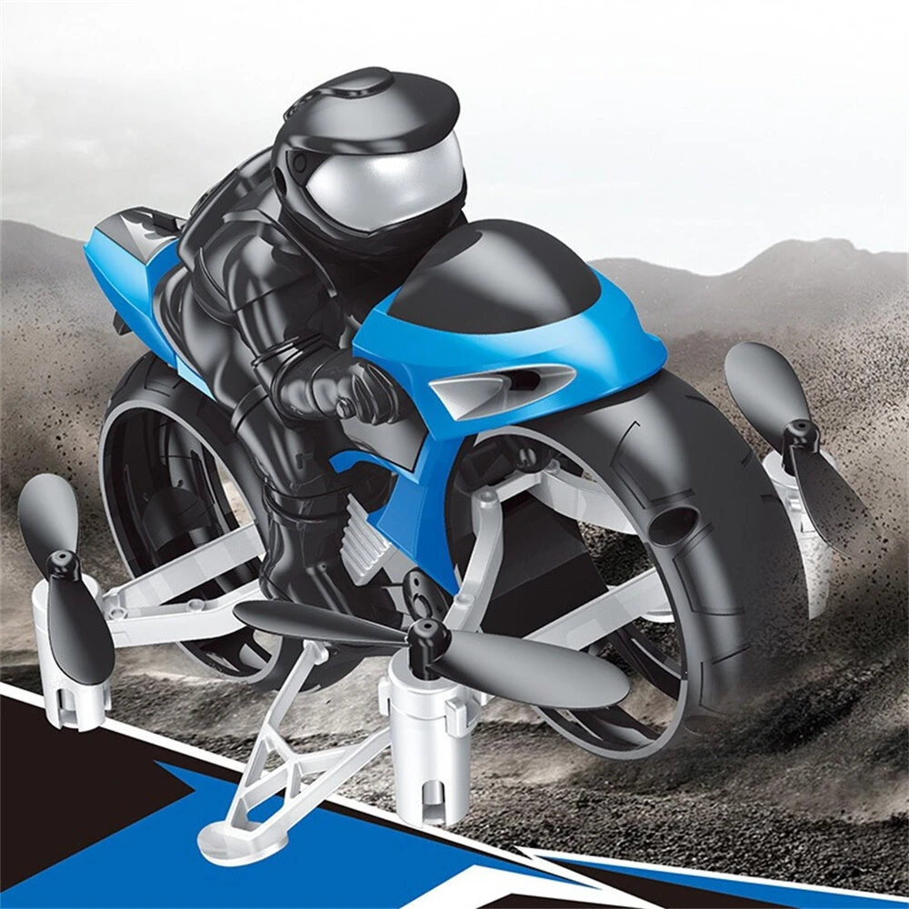 Land Air Four-Axis RC Motorcycle Aircraft Model Flying Motorbike Ground and Air Drone 360° Stunts for Kids — view 3
