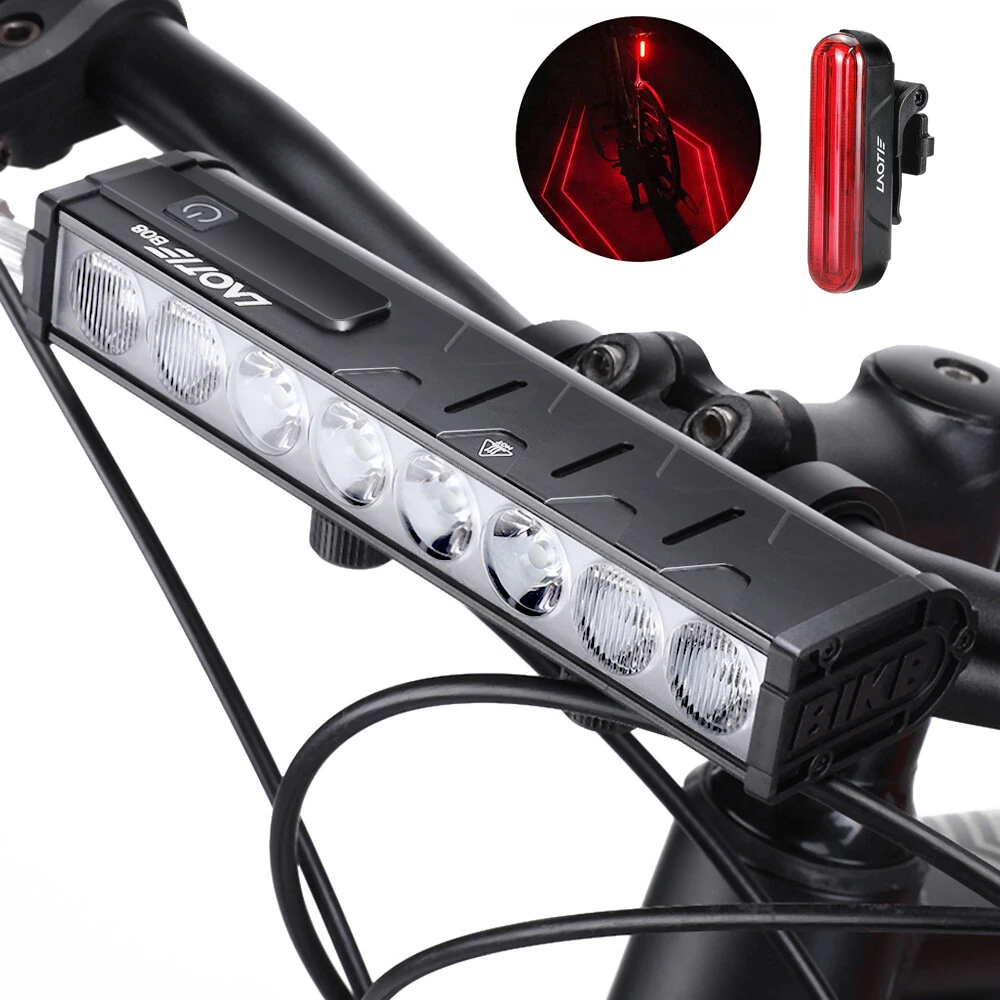LAOTIE B06 B08 5000Lm Brightness Bike Headlight 8 LED Large Beads Dual Distance Beam Design 10000mAh Battery Phone Emergency Power Bank IPX5 Waterproof 4 Light Modes Fast Charge Bicycle Digital Display Front Light for Electric Bike Scooter MTB Bikes — LAOTIE
