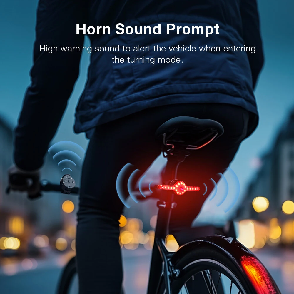LAOTIE X8 Wireless Remote Bike Turn Taillight 400mAh Battery 7 Light Modes Type-C Rechargeable IPX5 Waterproof Smart Brake Sensing Loud Warning Bicycle Rear Light for Night Safe Cycling — view 6