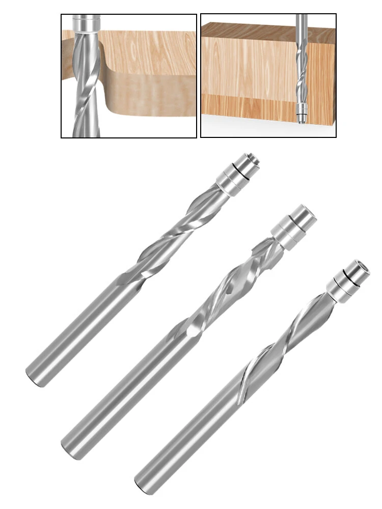LAVIE 1/4 Inch 6.35mm Shank Solid Carbide Top Bearing Guided Two Flute Flush Trim Router Bits Woodworking Milling Cutters End Mill — image 1