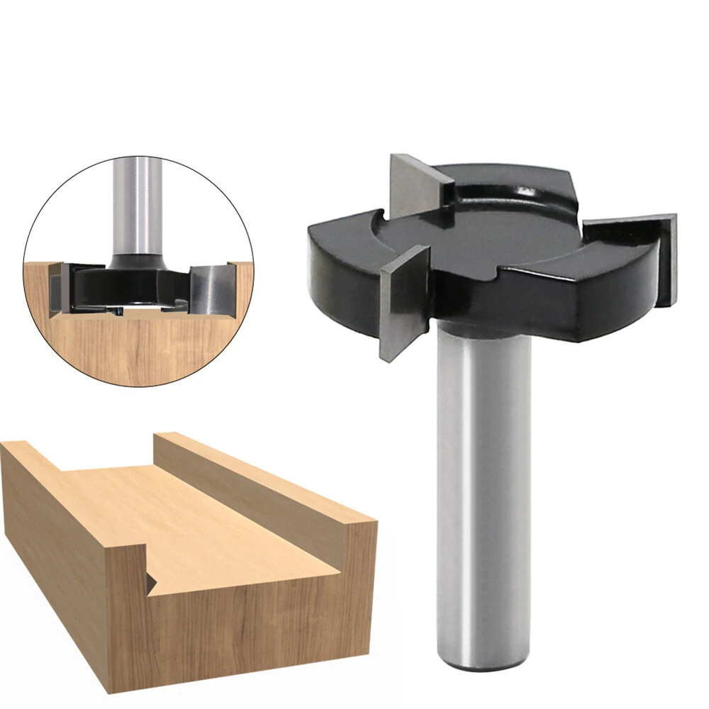 LAVIE 12mm 1/2 Inch Shank 3 Flutes CNC Spoilboard Surfacing Router Bit Carbide Slab Flattening Router Bit Wood Milling Cutter Planer Tool with 1-15/16"/49mm Cutting Diameter