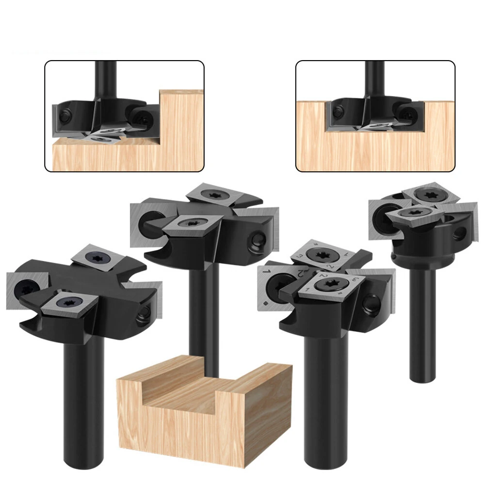 LAVIE 1/4 Inch 8mm 12mm 1/2 Inch Shank 4 Flutes CNC Spoilboard Surfacing Router Bit Slab Flattening Router Bit with 1" 1-1/2" 1-25/32" Cutting Diameter