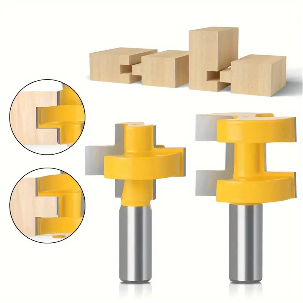 LAVIE 2PCS 1/2 Inch Shank Tongue and Groove Joint Set Carbide Tipped Router Bits for Board Tabletops / Panels Joinery / Making Strip Flooring