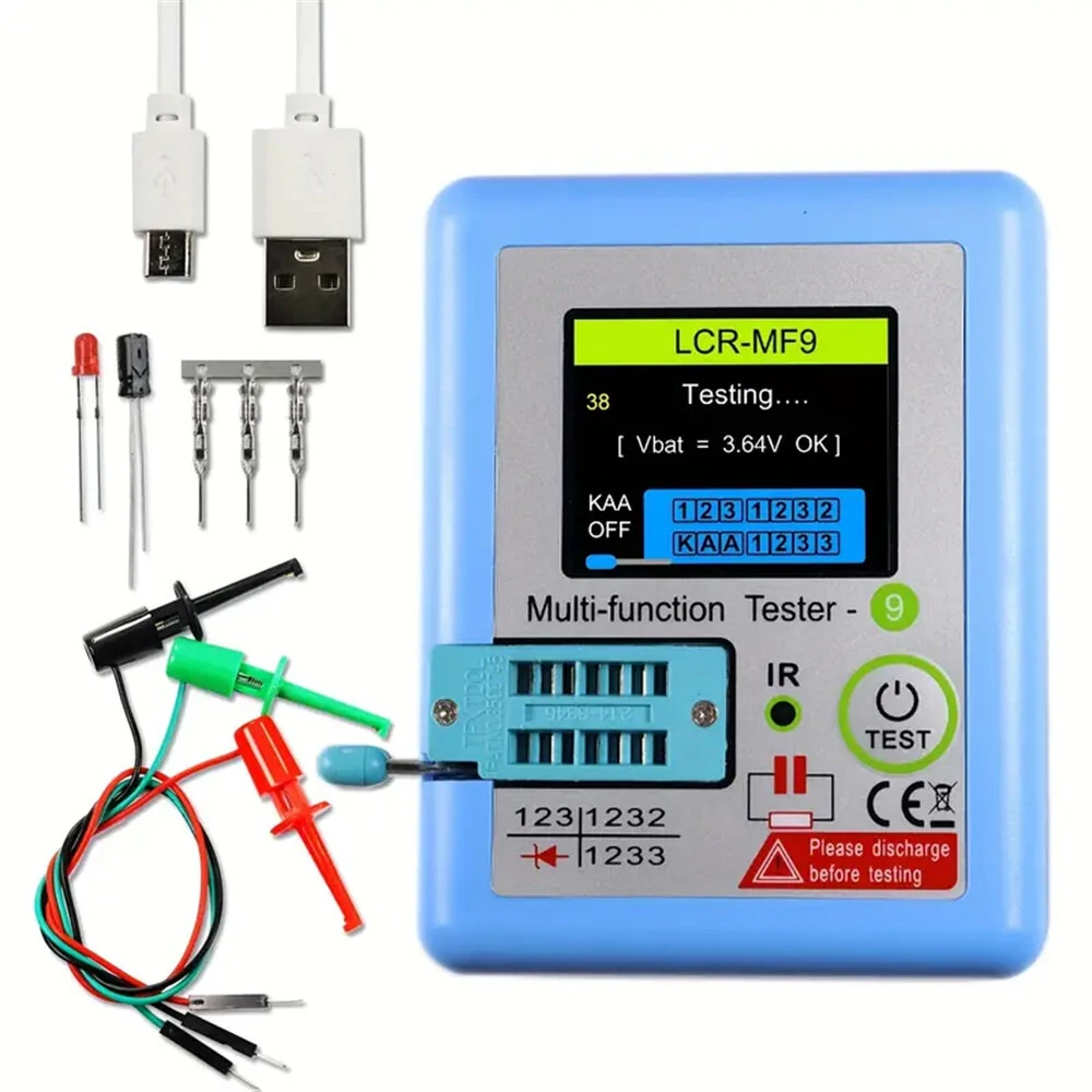 LCR-MF9 Advanced USB Rechargeable Multimeter 1.8" TFT LCD High Precision 0.01 Diode Transistor Capacitor and Resistance Tester Rechargeable Battery 36V Max — Pricio