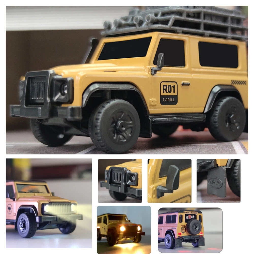 LDARC R01 1/64 2.4G RWD RC Car Micro Rock Crawler Mini Climbing Truck LED Light 3 Speed Off-Road Vehicles Models Remote Control Racing Toys 60 Minutes Working Time