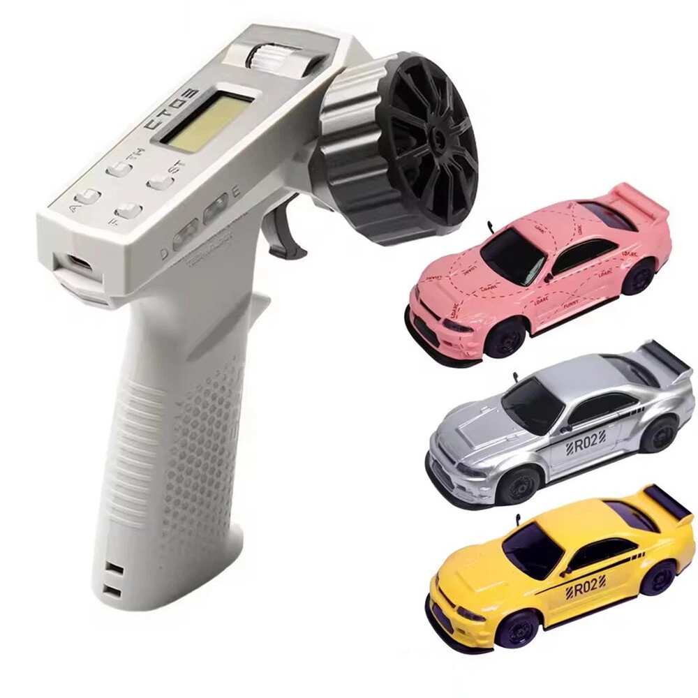LDARC R02 1/64 2.4G RWD Drift RC Car Mini Race LED Light Radio Control High-Speed Motor On-Road Racing Vehicle Model Boys Gifts 60 Minutes Playing Time Toys