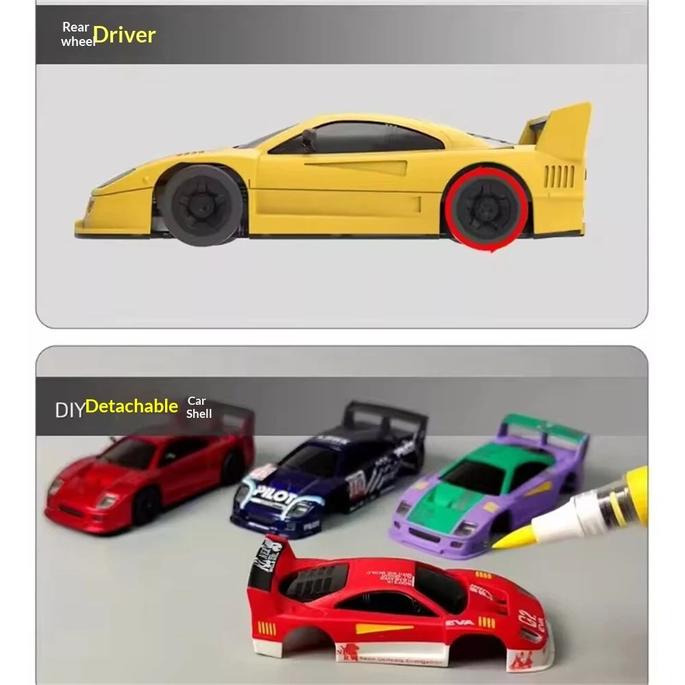 LDARC S100 1/64 2.4G RWD Drift RC Car Mini Full Proportional Three Speed Metal Gears LED Light with Bearings Screen Remote Control High-Speed On-Road Racing Vehicle Model Boys Gifts 60 Minutes Playing Time Toys — view 11