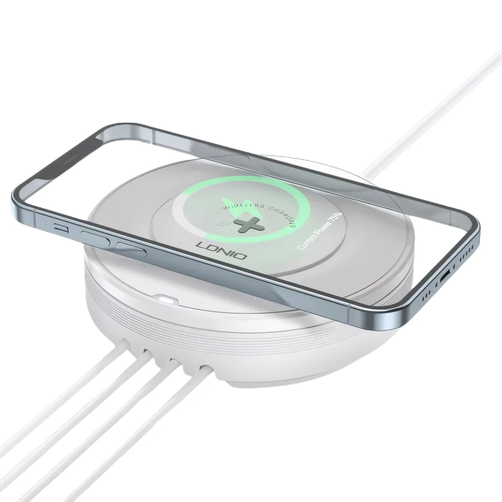 LDNIO AW003 32W 5-in-1 Desktop Wireless Charger Charging Station with 4-Port PD/QC3.0 Fast Charger and Wireless Charger Pad EU Plug/US Plug for iPhone 16 16 Pro 15 14 13 Pro Max for iPad Pro for MacBook Pro for Airpods — LDNIO