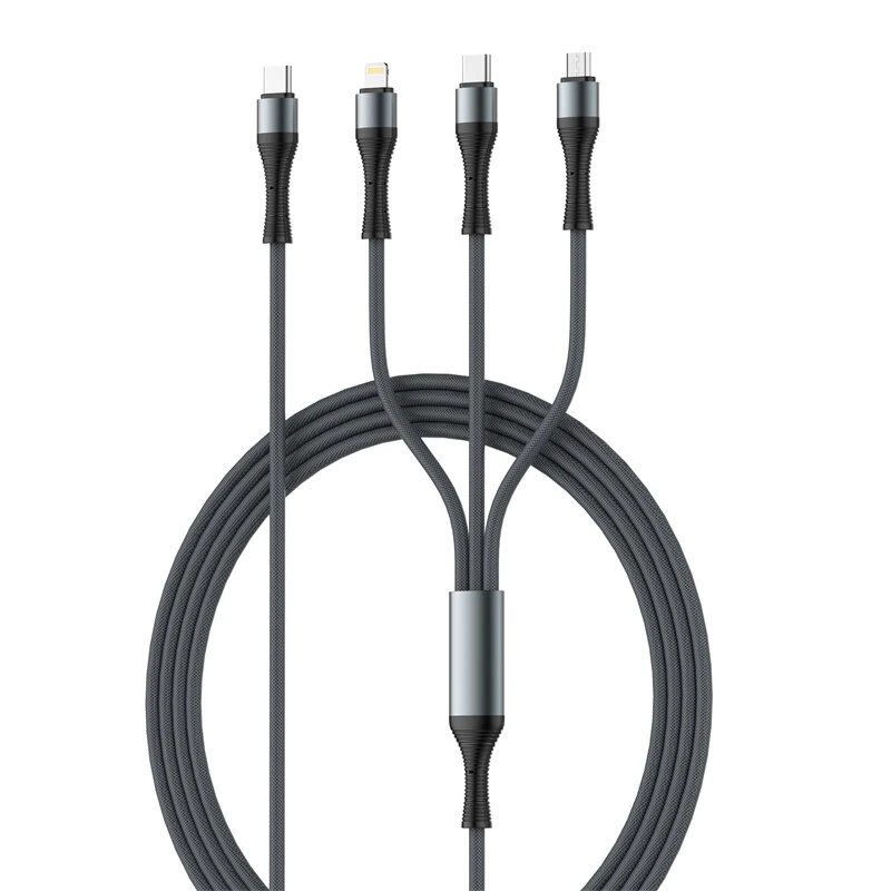 LDNIO LC-94c 100W Type-C to iP/Type-C/Micro USB Cable Fast Charging Data Transmission Copper Core Line 1.2M Long for iPhone 16 15 14 Pro Max for Huawei Mate XT for Xiaomi MIX Fold4 for Samsung Galaxy Z Fold 6