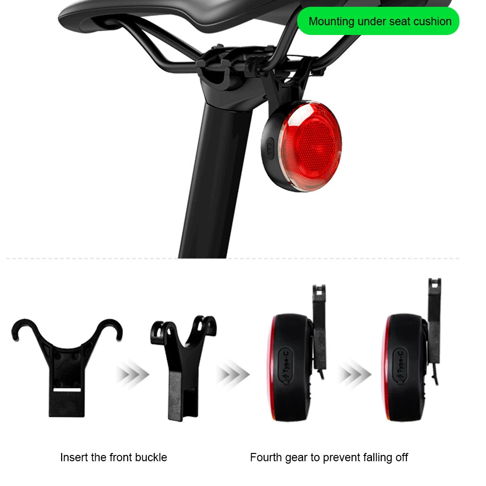 LEADBIKE LD93-LS Smart Brake Sensor Laser Bike Taillight 180° Large Floodlight 500mAh Battery 5 Light Modes Type-C Rechargeable IPX5 Waterproof Wear-resistant Bicycle Rear Light for Night Cycling — view 10