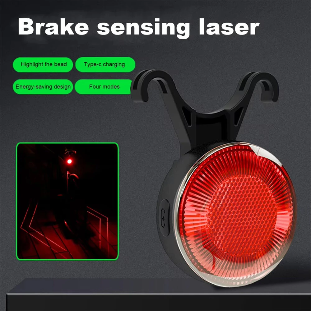 LEADBIKE LD93-LS Smart Brake Sensor Laser Bike Taillight 180° Large Floodlight 500mAh Battery 5 Light Modes Type-C Rechargeable IPX5 Waterproof Wear-resistant Bicycle Rear Light for Night Cycling — view 2