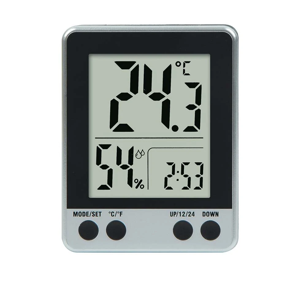 LED Digital Electronic Temperature Humidity Meter Thermometer Hygrometer Alarm Clock 12/24hrs Display — Pricio