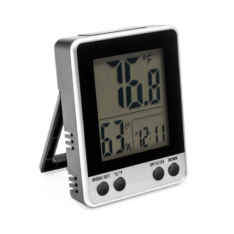 LED Digital Electronic Temperature Humidity Meter Thermometer Hygrometer Alarm Clock 12/24hrs Display — view 3