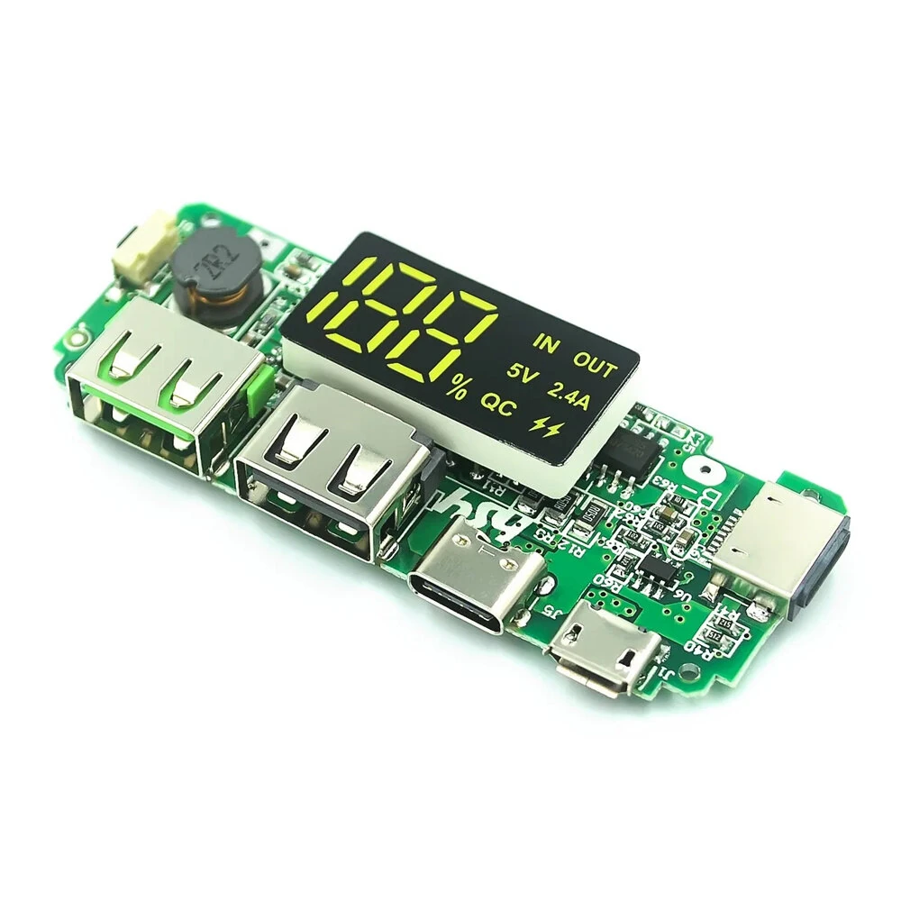 LED Display Dual USB 5V 2.4A Micro Type-C USB Mobile Power Bank 18650 Charging Module Lithium Battery Charger Board Circuit Protection — view 2