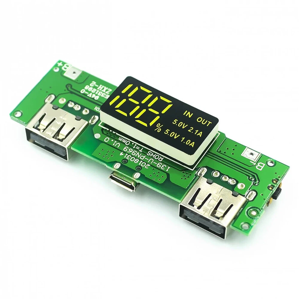 LED Display Dual USB 5V 2.4A Micro Type-C USB Mobile Power Bank 18650 Charging Module Lithium Battery Charger Board Circuit Protection — view 3