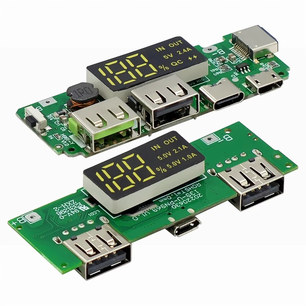 LED Display Dual USB 5V 2.4A Micro Type-C USB Mobile Power Bank 18650 Charging Module Lithium Battery Charger Board Circuit Protection — view 4