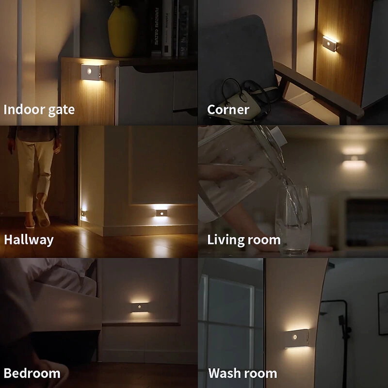LED Induction Night Light Wireless USB Charging Human Body Induction Wall Light Bedroom Corridor Cabinet Bathroom Night Light — view 10
