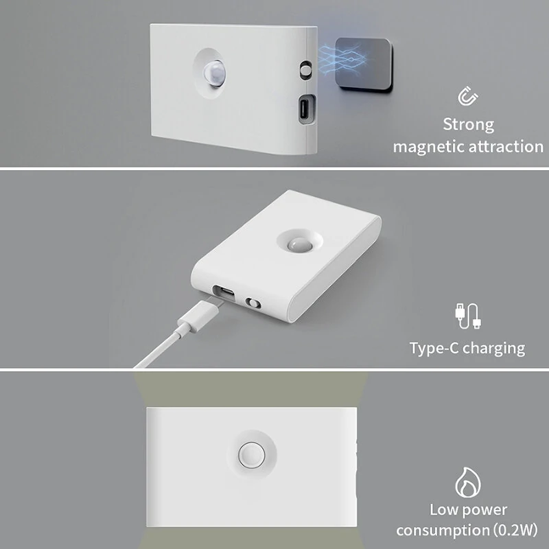LED Induction Night Light Wireless USB Charging Human Body Induction Wall Light Bedroom Corridor Cabinet Bathroom Night Light — view 5