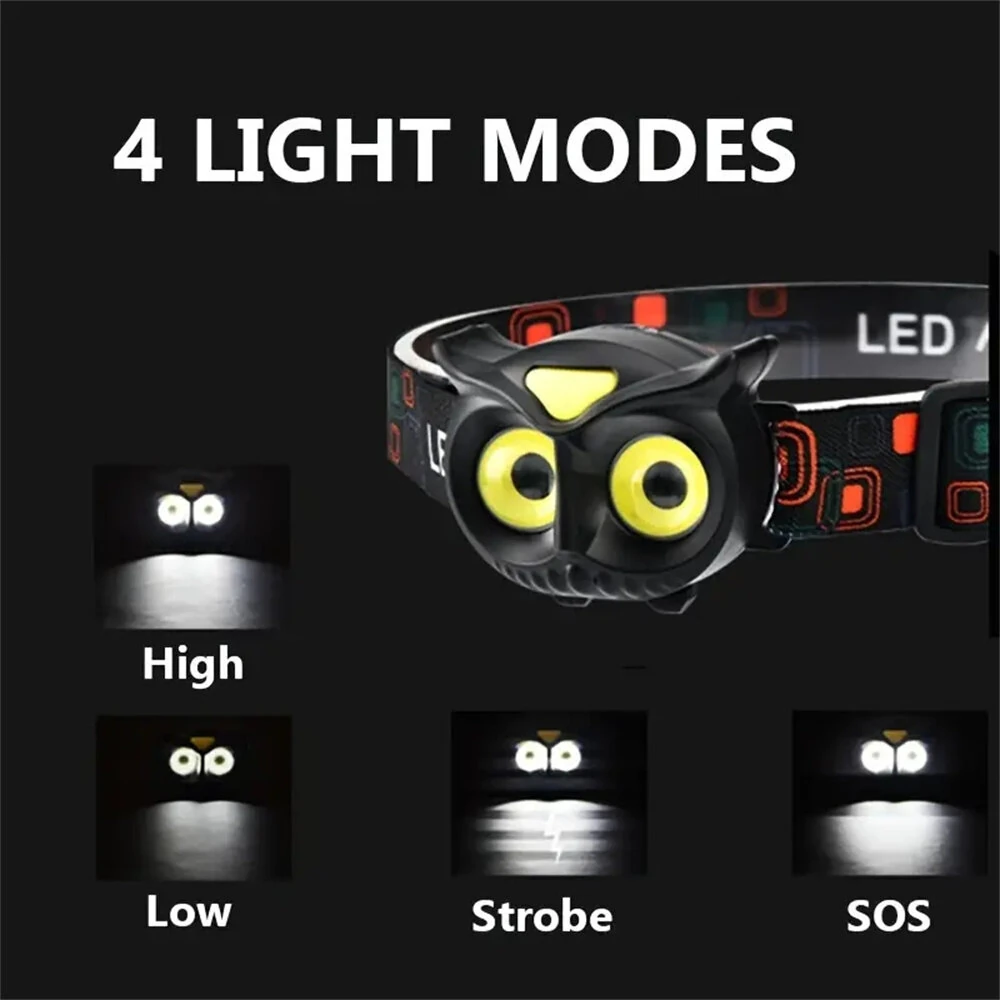LED Mini Strong Light Owl Headlight Portable Outdoor Exploration Camping Fishing COB Head Lamp — view 3