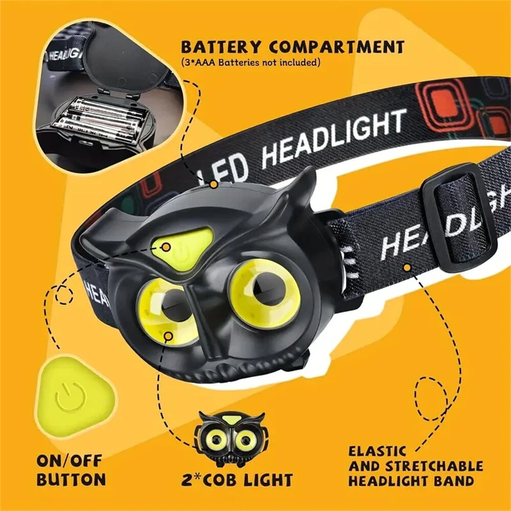 LED Mini Strong Light Owl Headlight Portable Outdoor Exploration Camping Fishing COB Head Lamp — view 5