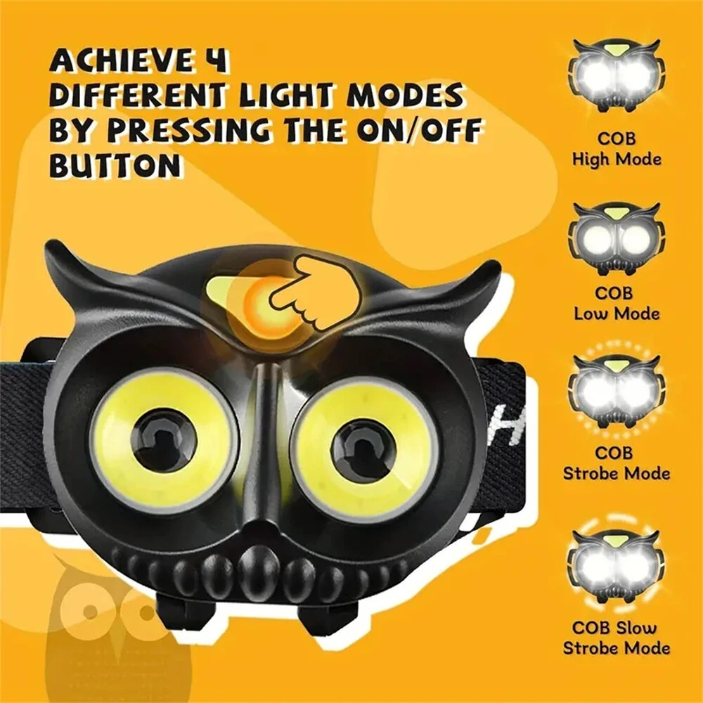 LED Mini Strong Light Owl Headlight Portable Outdoor Exploration Camping Fishing COB Head Lamp — view 6