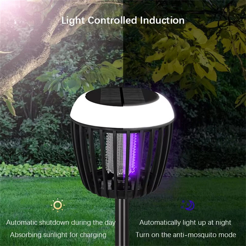 LED Solar Mosquito Killer Lamp Waterproof Lighting Mosquito Repellent Light External Fly Trap with Elevated Pole for Outdoor Garden Patio 2 Mode Use — view 3