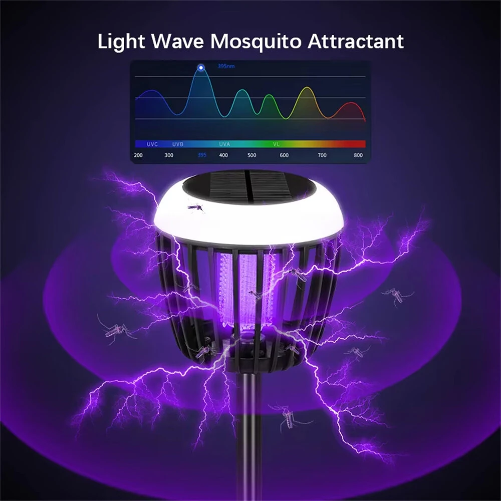 LED Solar Mosquito Killer Lamp Waterproof Lighting Mosquito Repellent Light External Fly Trap with Elevated Pole for Outdoor Garden Patio 2 Mode Use — view 5