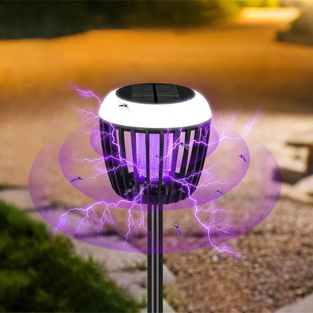 LED Solar Mosquito Killer Lamp Waterproof Lighting Mosquito Repellent Light External Fly Trap with Elevated Pole for Outdoor Garden Patio 2 Mode Use — view 7