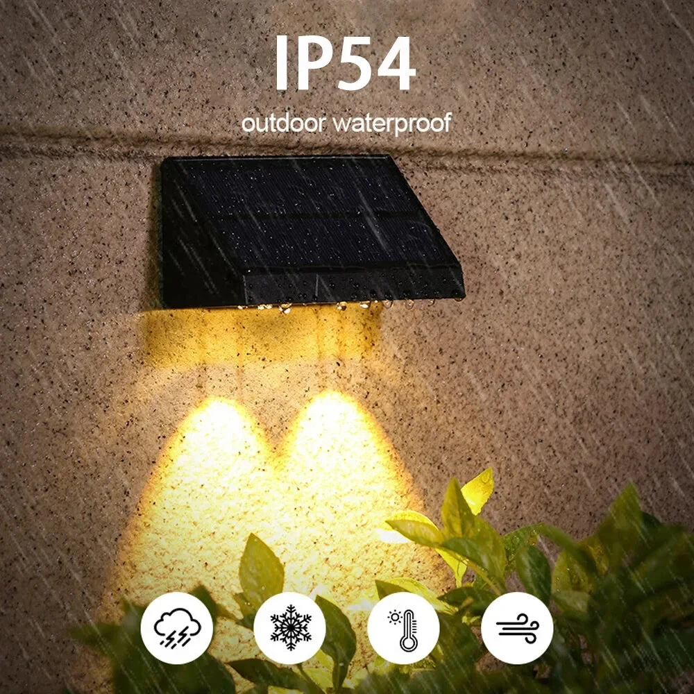 LED Solar Wall Light 5 Modes Waterproof Outdoor Facade Lamp for Garden Patio Porch Balcony Countyard Wall Fence Decortions — view 4