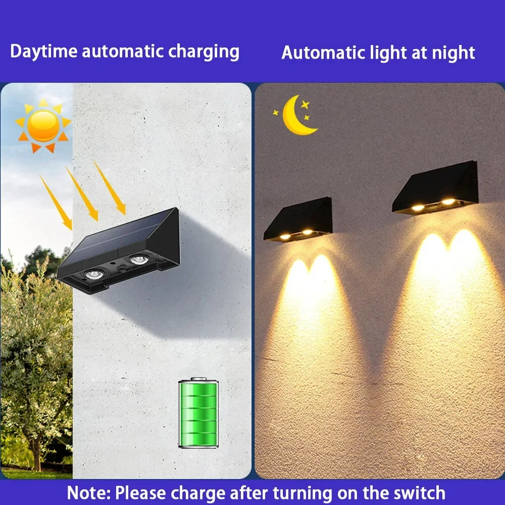 LED Solar Wall Light 5 Modes Waterproof Outdoor Facade Lamp for Garden Patio Porch Balcony Countyard Wall Fence Decortions — view 5