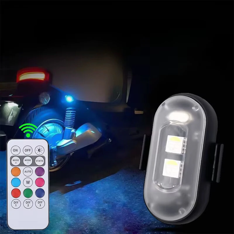 LED Strobe Light with Remote Control 8 Colors RGB for Motorcycle Drone Bicycle Car Camping Emergency Lighting — view 2