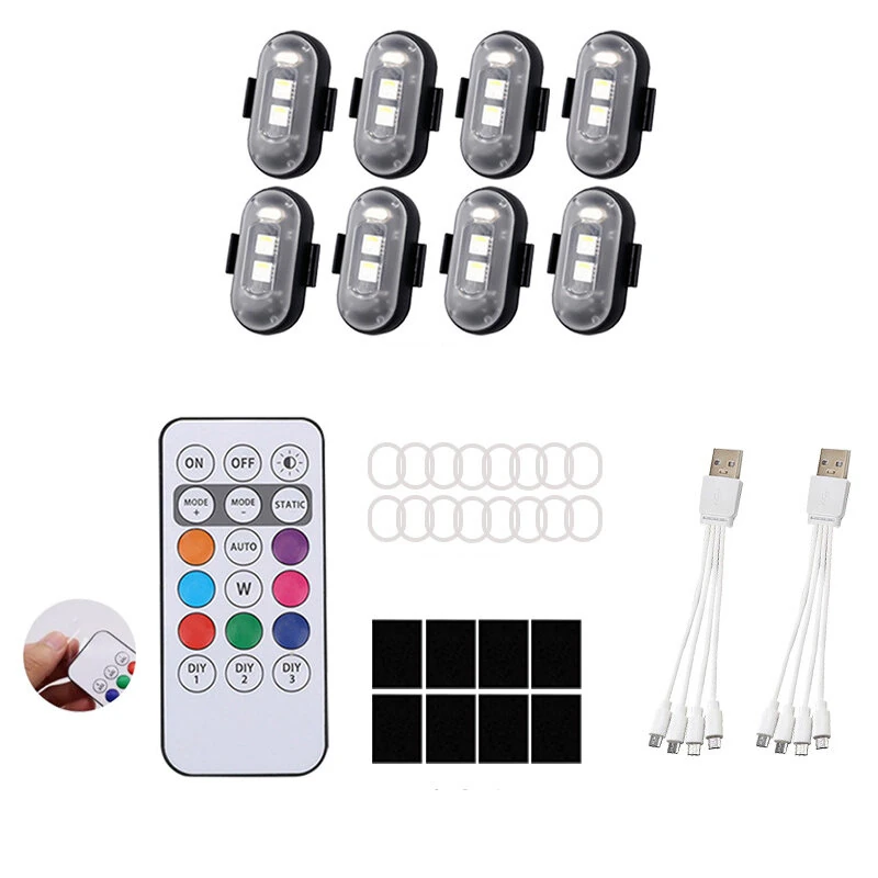 LED Strobe Light with Remote Control 8 Colors RGB for Motorcycle Drone Bicycle Car Camping Emergency Lighting — view 3