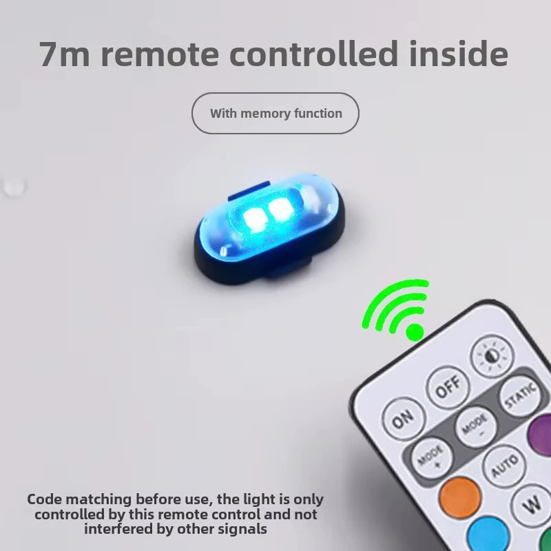 LED Strobe Light with Remote Control 8 Colors RGB for Motorcycle Drone Bicycle Car Camping Emergency Lighting — view 6