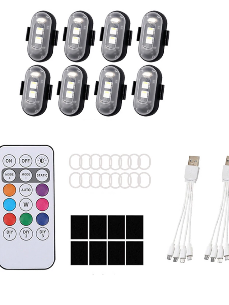 LED Strobe Light with Remote Control 8 Colors RGB for Motorcycle Drone Bicycle Car Camping Emergency Lighting — view 8