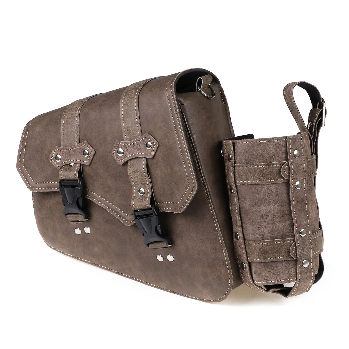Left / Right Side Universal Saddlebag Storage Tool Bag W/ Bottle Holder PU Leather Waterproof Motorcycles Bag — view 3