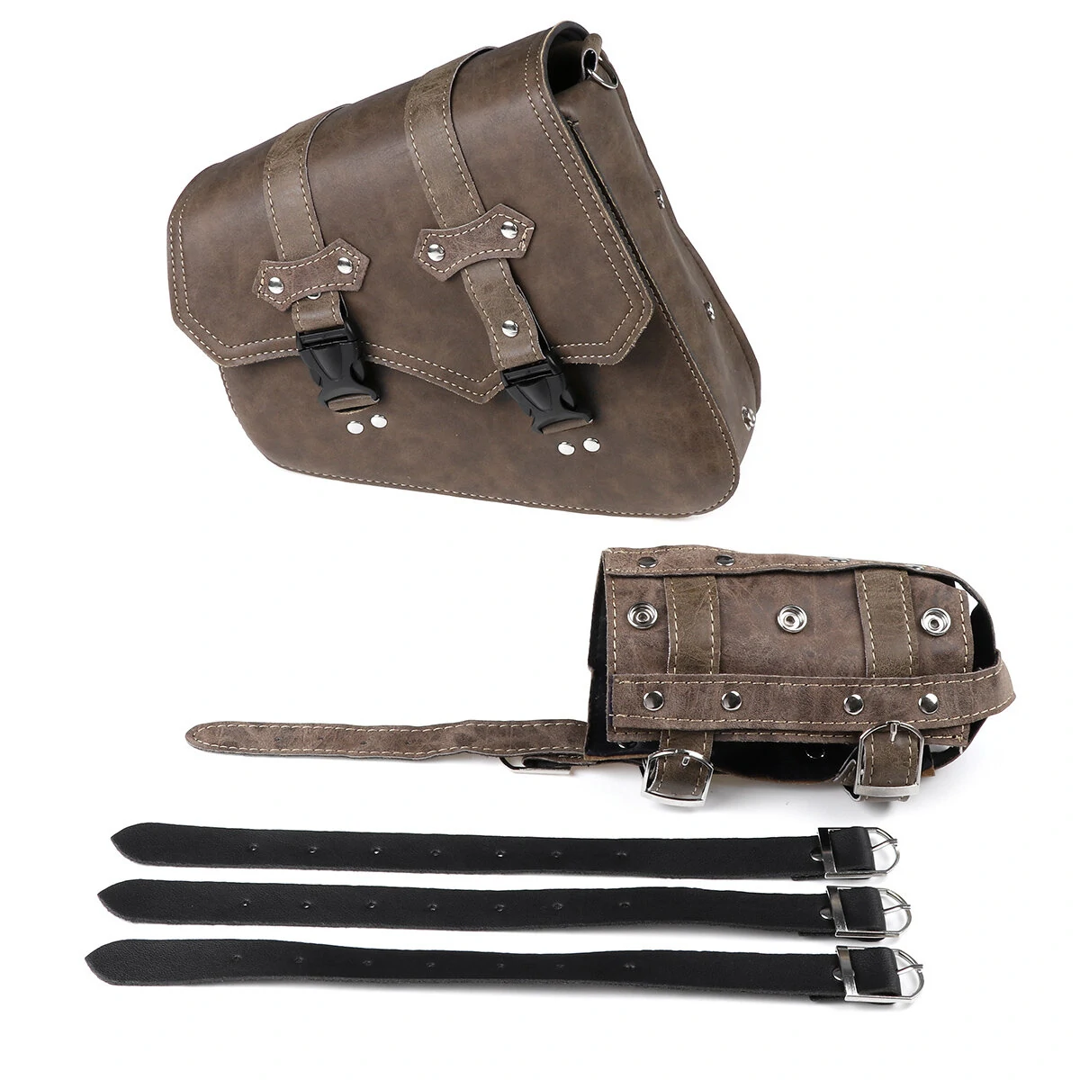 Left / Right Side Universal Saddlebag Storage Tool Bag W/ Bottle Holder PU Leather Waterproof Motorcycles Bag — view 6