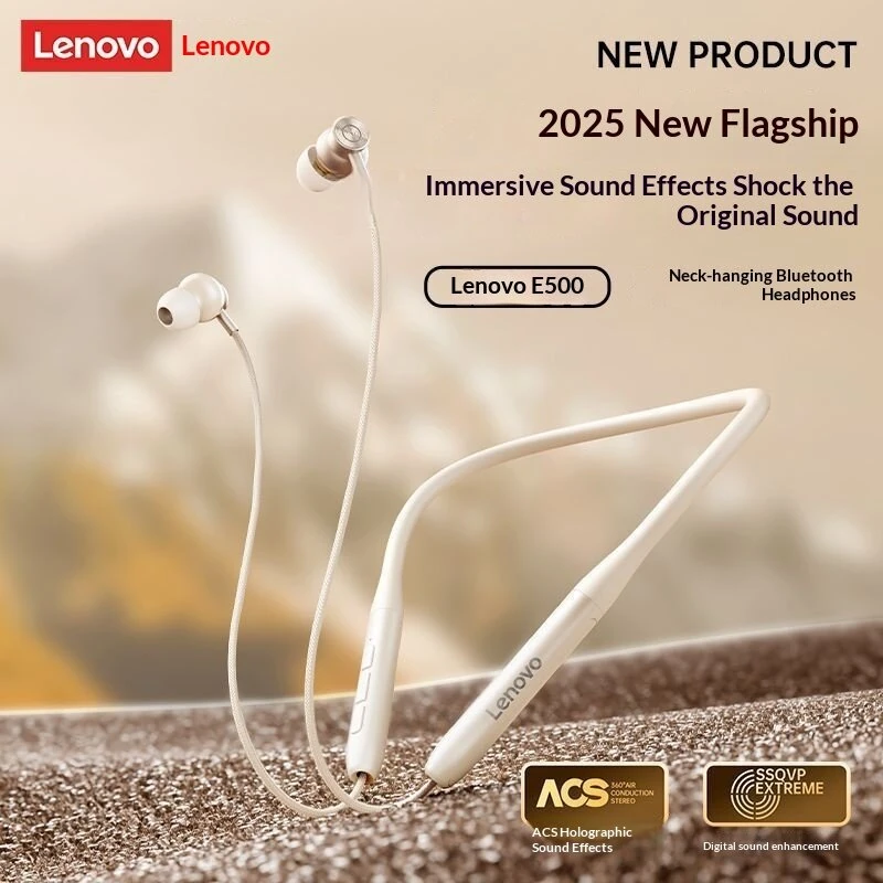 Lenovo E500 Neckband Earphone Wireless bluetooth 5.4 Headphone 10mm Drivers Ultra-CD Level Sound Wireless Earphone 18H Playtime Sports Earphones — view 6