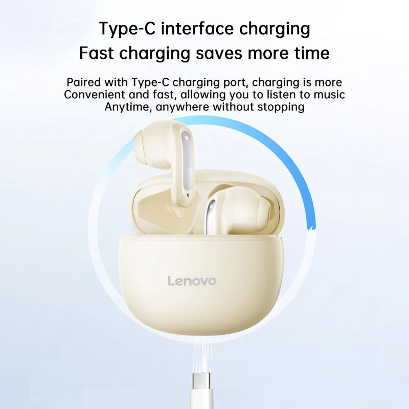 Lenovo EA140 TWS Earbuds Wireless bluetooth 5.4 Earphone 10mm Diaphragm AI Call Noise Reduction 20H Playback Low Game Latency Semi-in-ear Sports Headphones — view 5