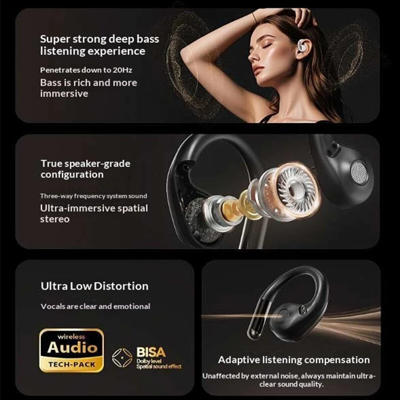 LENOVO EA360 Air Conduction Headset Wireless bluetooth 5.4 Earphone Deep Bass Touch Control Open-ear Earhooks Sports Headphones — view 3