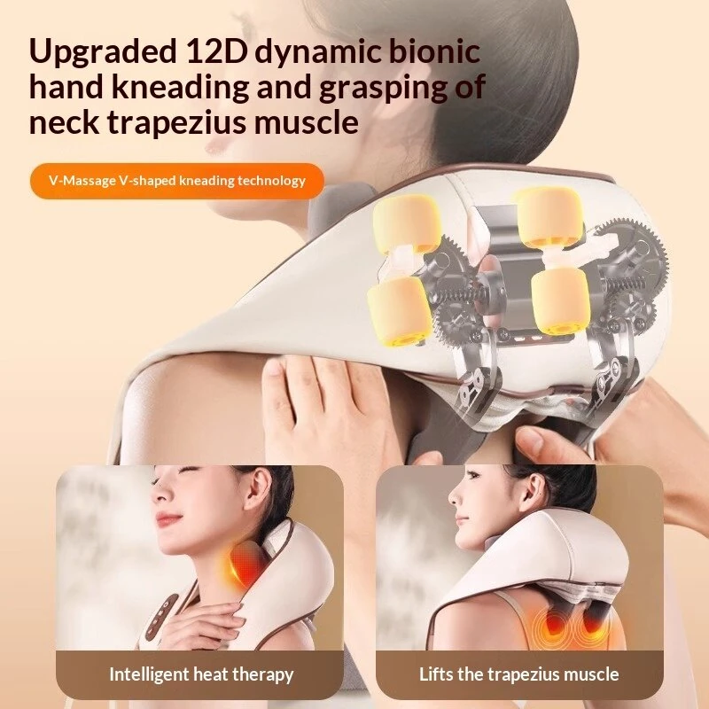 Lenovo L-SHH001 Neck Shoulder Massager 12D Massage Heads 3 Modes Heat Therapy USB Rechargeable Neck Message Instrument for Home Office Use — view 3