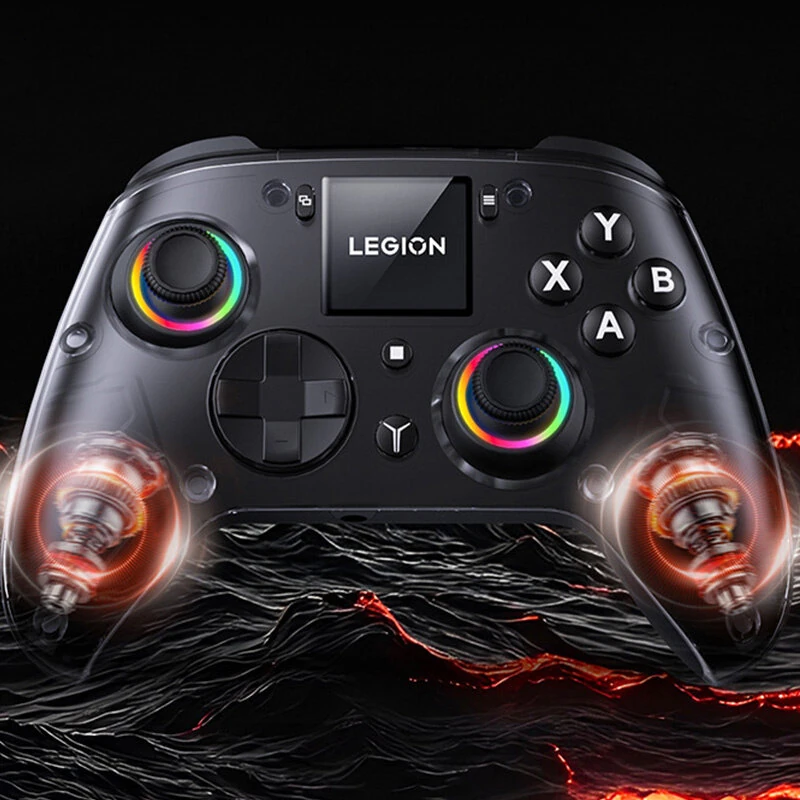 LENOVO Legion Y7 Tri-mode Wireless Gaming Controller with Hall Joysticks and Triggers 1.44 Inch Interactive Screen 4 Programmable Back Buttons Six-Axis Ergonomics Design for PC Switch iOS Android — view 3