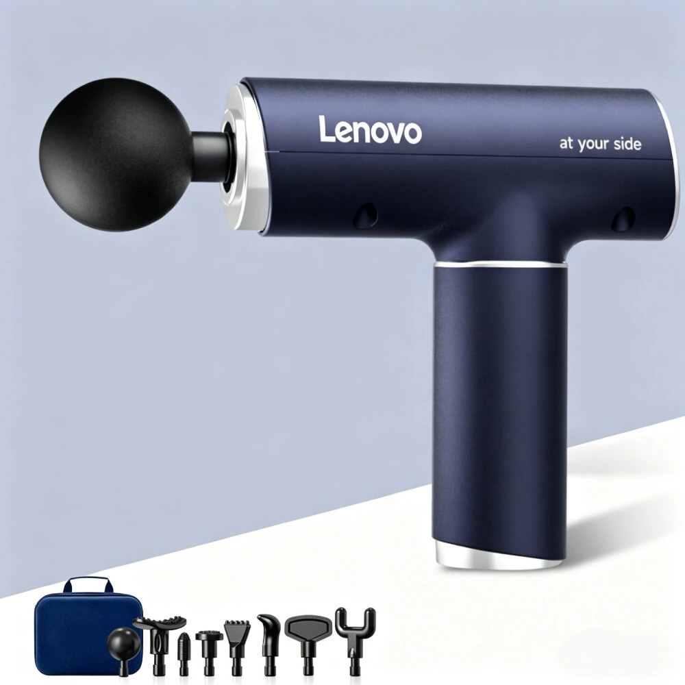 Lenovo Professional Massage Gun 99-Levels Speed 8 Massage Heads Intelligent Pressure-Sensing Control Low Noise Long Battery USB Charging with LCD Touch Display for Muscle Recovery for Home Gym Use — view 2