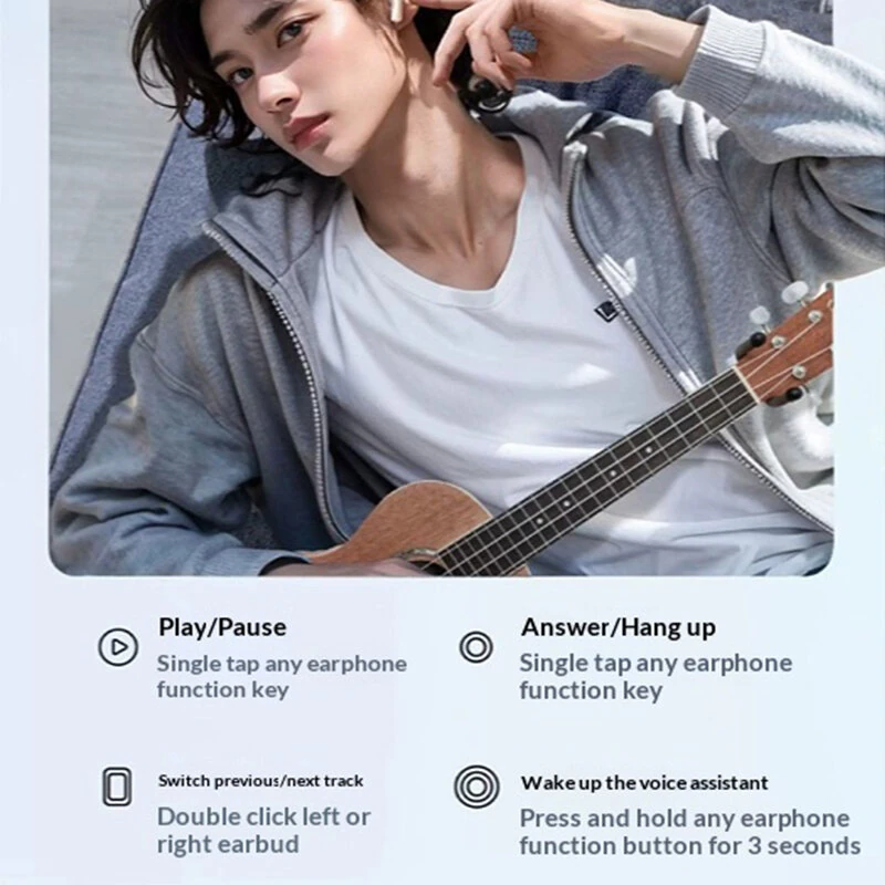 Lenovo TA100-X1 TWS Earbuds Wireless bluetooth 5.4 Earphone 13mm Large Drivers HD Calls Low Delay Smart Touch Control Semi-in-ear Sports Headphones — view 6