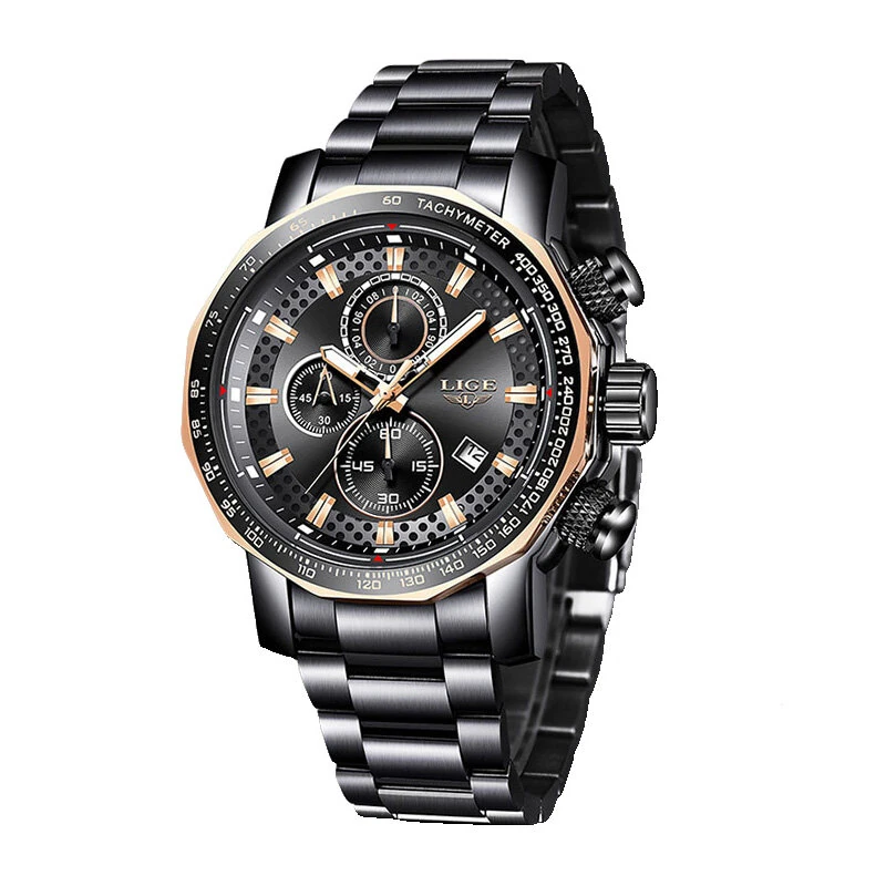 LIGE Men's Sport Watches Big Dial Chronograph Watches Multifunctional Business Casual Quartz Watch Mens Waterproof Chronograph Wristwatches — view 11
