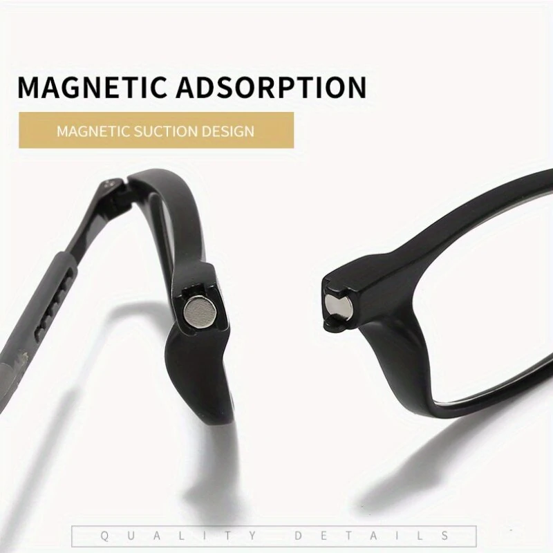 Lightweight Portable Soft Tape Hanging Neck Magnetic Reading Glasses Comfortable HD Anti-blue Light Presbyopia Glasses — view 5